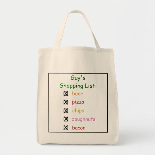 Guy's Funny Grocery Shopping List Bag | Zazzle.com