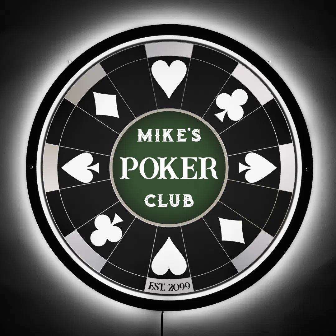 Guy's Gal's Poker Club Black Poker Chip LED Sign (Front)