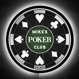 Guy's Gal's Poker Club Black Poker Chip LED Sign