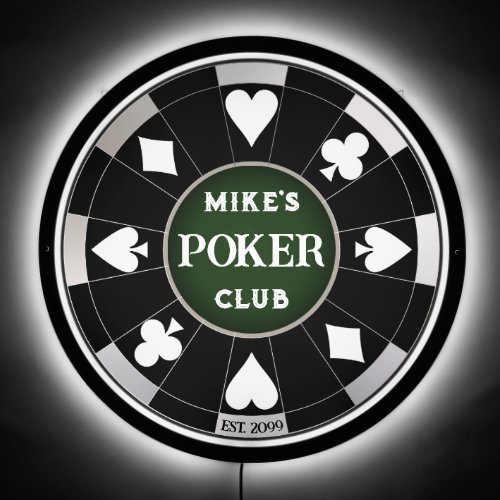 Guys Gals Poker Club Black Poker Chip LED Sign