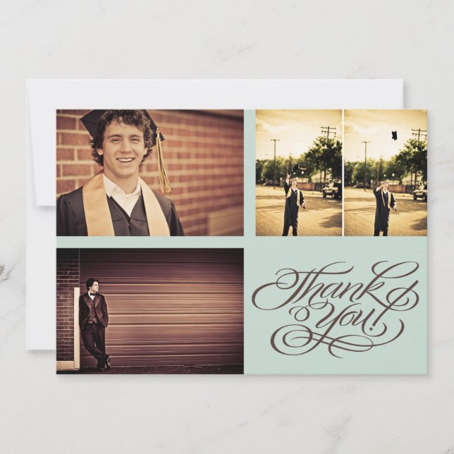 Guys Graduation THANK YOU Photo Card (Front)