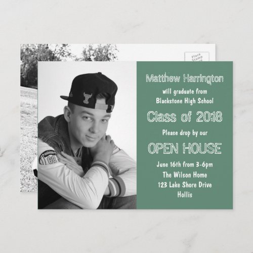 Guys High School Graduation 2 Photo Invitations