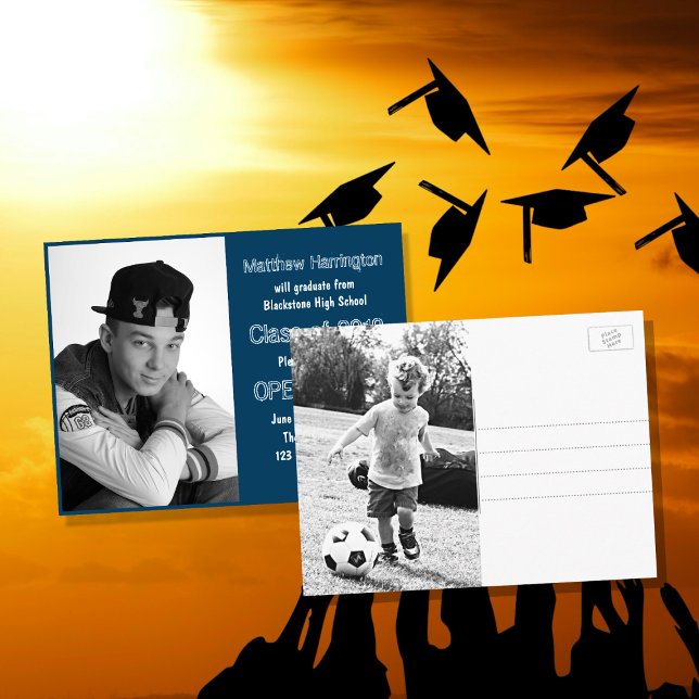 Guys High School Graduation Photo Invitations (Creator Uploaded)
