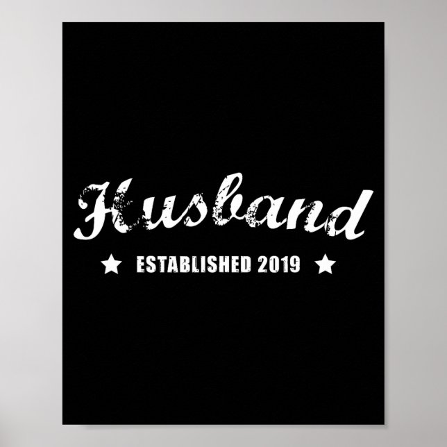 Guys Husband Est 2019 Vintage Wedding Poster (Front)