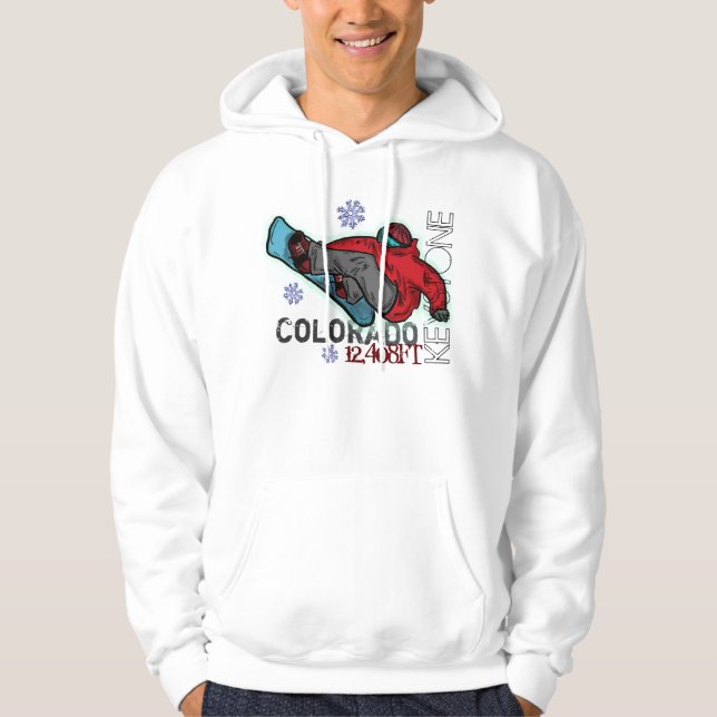 Guys Keystone Colorado snowboarder hoodie (Front)