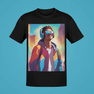 Guy's Music Portrait Cool Swag Young Guys Style T-Shirt