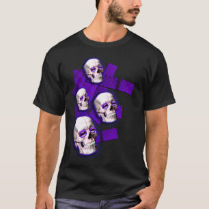 guys or girls Purple Skulls Emo Electro club D T-Shirt
