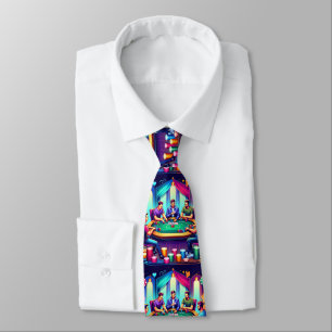 Guys Playing Cards Poker Game Neck Tie