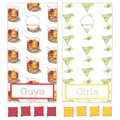 Guys vs Girls Cocktail / Old Fashions &amp; Margaritas Cornhole Set