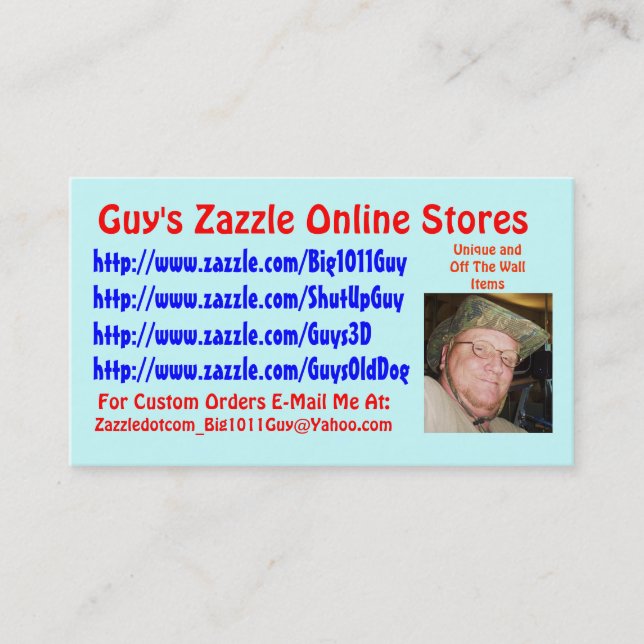 Guy's Zazzle Business Card (Front)