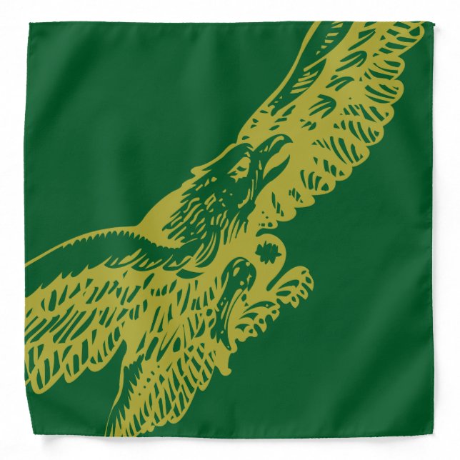 Guzzi Eagle Bandana  - Gold on Green (Front)