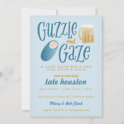Guzzle and Gaze Baby Shower Invitation