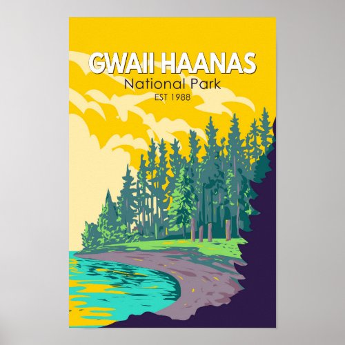Gwaii Haanas National Park Canada Travel Vintage Poster