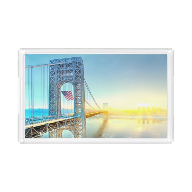GWB connecting Fort Lee NJ and Manhattan NYPlus Acrylic Tray (Front)