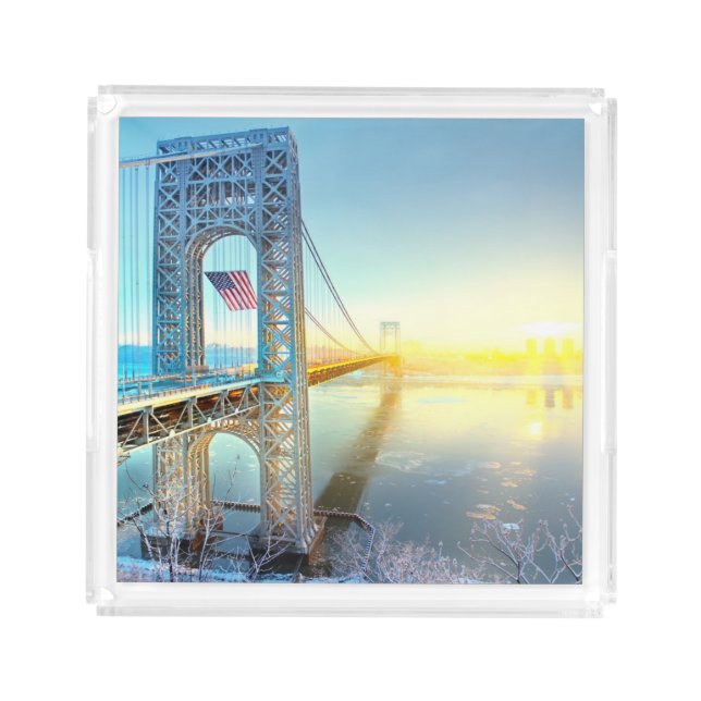 GWB connecting Fort Lee NJ and Manhattan NYPlus Acrylic Tray (Front)