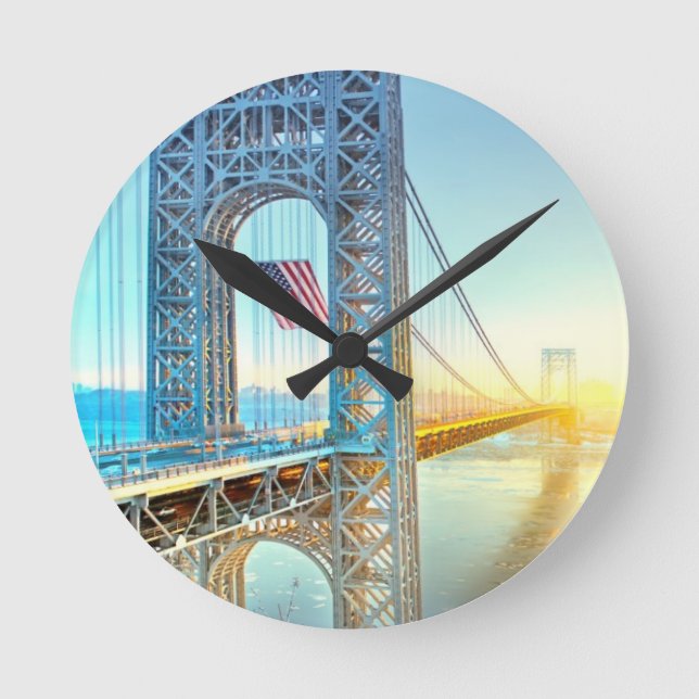 GWB connecting Fort Lee NJ and Manhattan NYPlus Round Clock (Front)