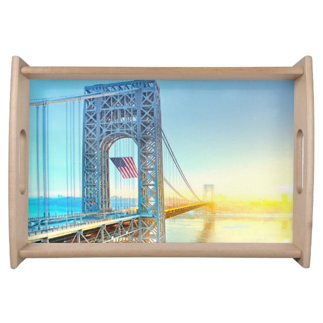 GWB connecting Fort Lee NJ and Manhattan NYPlus Serving Tray (Front)