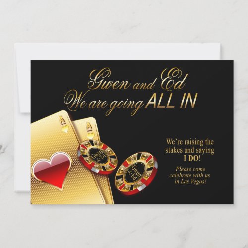 Gwen ALL IN Casino Wedding ASK 4 NAMES IN CHIPS Invitation