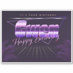 Gwen Name First name lila retro Sticker Birthday
