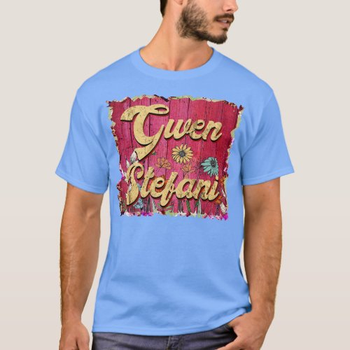 Gwen Personalized Flowers Stefani Proud Name Vinta T_Shirt