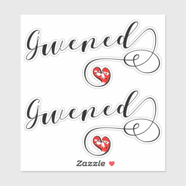 Gwened Flag in Heart, Vannes, Breton, Brittany Sticker (Sheet)