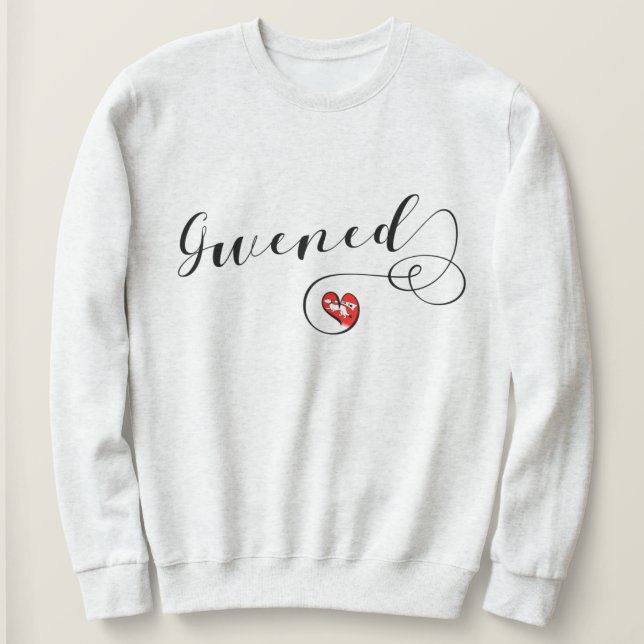 Gwened Flag in Heart, Vannes, Breton, Brittany Sweatshirt (Design Front)
