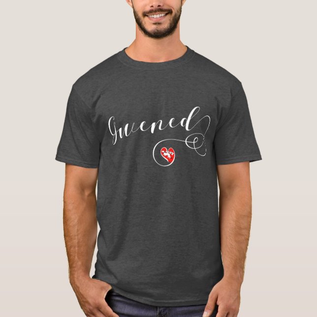 Gwened Flag in Heart, Vannes, Breton, Brittany T-S T-Shirt (Front)