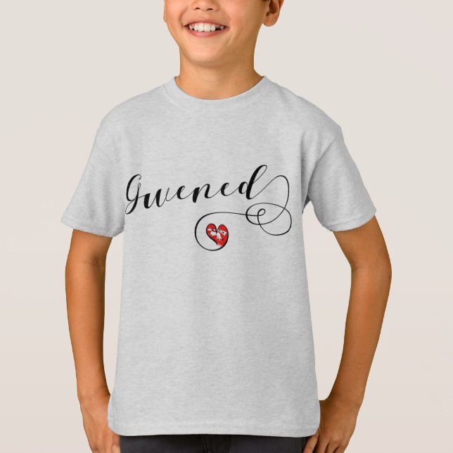 Gwened Flag in Heart, Vannes, Breton, Brittany T-Shirt (Front)