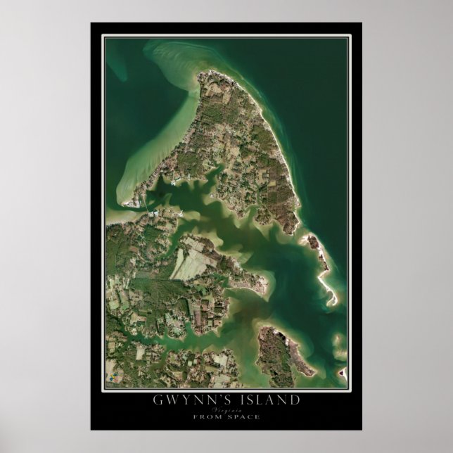 Gwynn's Island Virginia From Space Satellite Map Poster (Front)