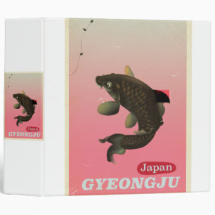 Gyeongju Korea vintage style travel poster 3 Ring Binder