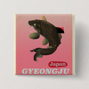 Gyeongju Korea vintage style travel poster Button