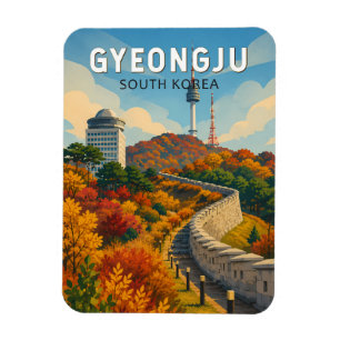 Gyeongju South Korea Illustration Travel Art Magnet