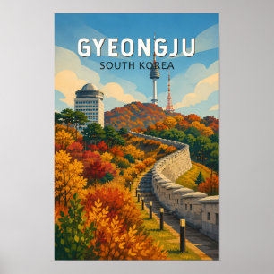 Gyeongju South Korea Illustration Travel Art Poster