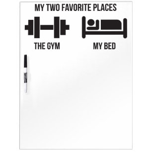 Gym and Bed - Funny Cartoon Pictogram - Novelty Dry-Erase Board