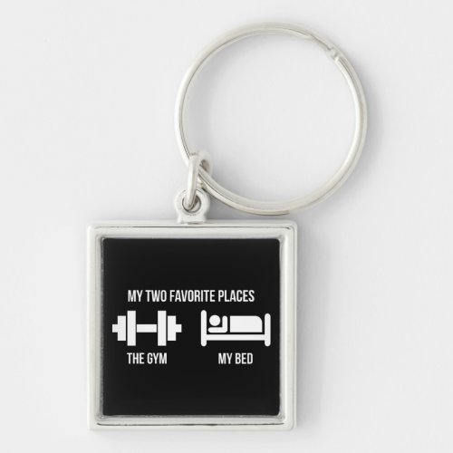 Gym and Bed _ Funny Cartoon Pictogram _ Novelty Keychain