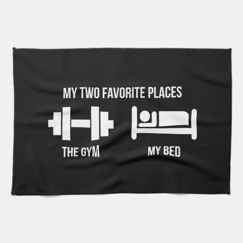 Gym and Bed _ Funny Cartoon Pictogram _ Novelty Kitchen Towel