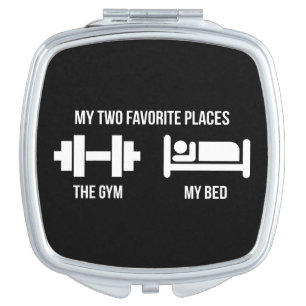 Gym and Bed - Funny Cartoon Pictogram - Novelty Mirror For Makeup