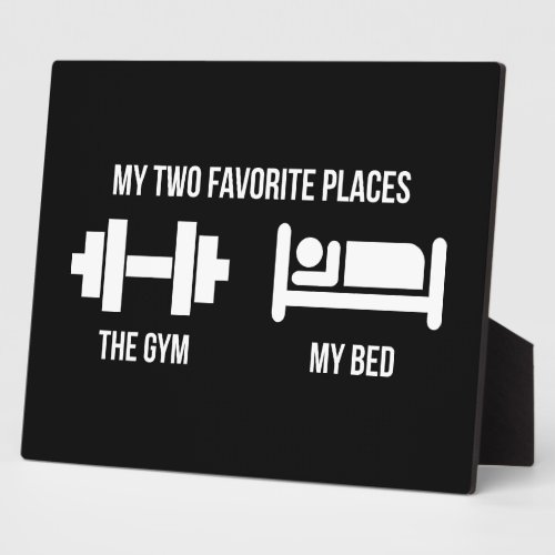Gym and Bed _ Funny Cartoon Pictogram _ Novelty Plaque