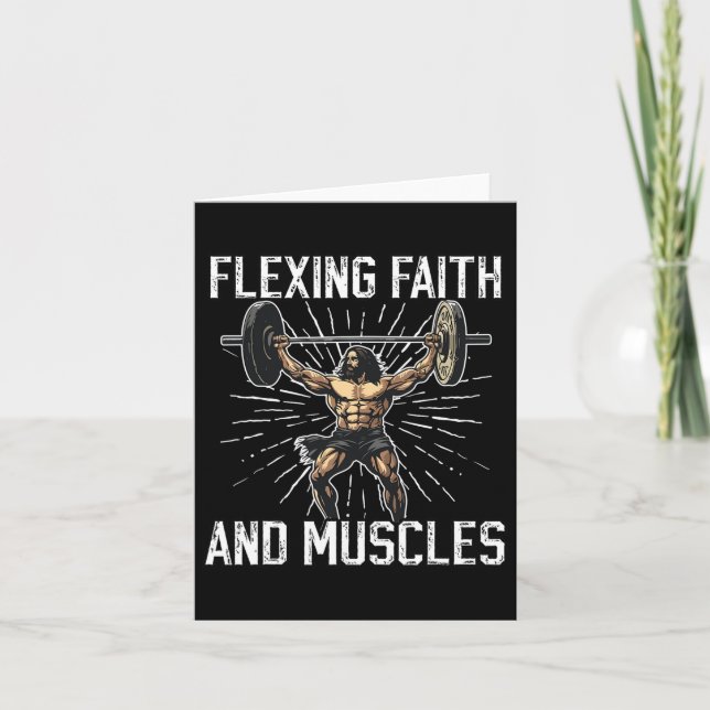 Gym And Jesus Christian Bodybuilder Religious Body Card (Front)