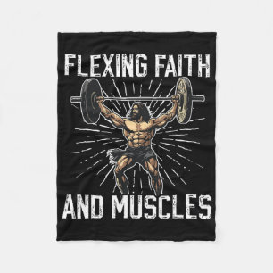 Gym And Jesus Christian Bodybuilder Religious Body Fleece Blanket