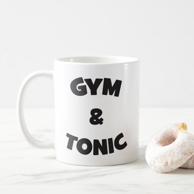 Gym and Tonic - Funny Novelty Workout Coffee Mug (With Donut)