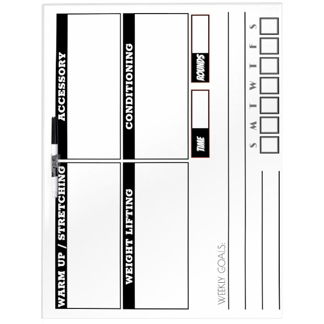 Gym and Workout Dry Erase Board (Front)