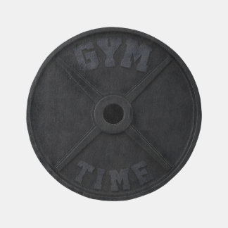 Gym barbell 45-lb plate design "GYM TIME" Rug