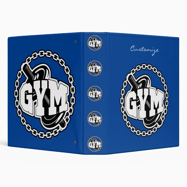 Gym Barbell Logo Thunder_Cove 3 Ring Binder (Background)