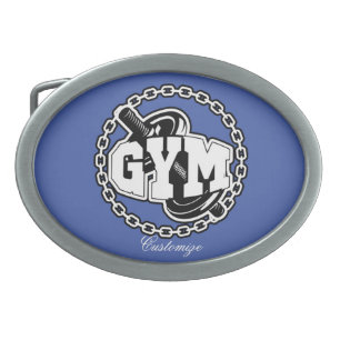 Gym Barbell Logo Thunder_Cove Belt Buckle