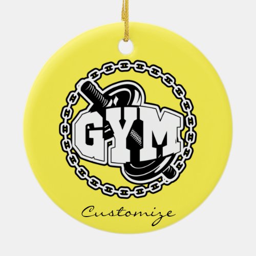 Gym Barbell Logo Thunder_Cove Ceramic Ornament