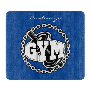 Gym Barbell Logo Thunder_Cove Cutting Board