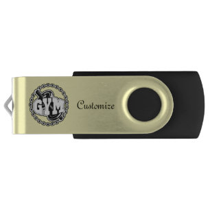 Gym Barbell Logo Thunder_Cove Flash Drive