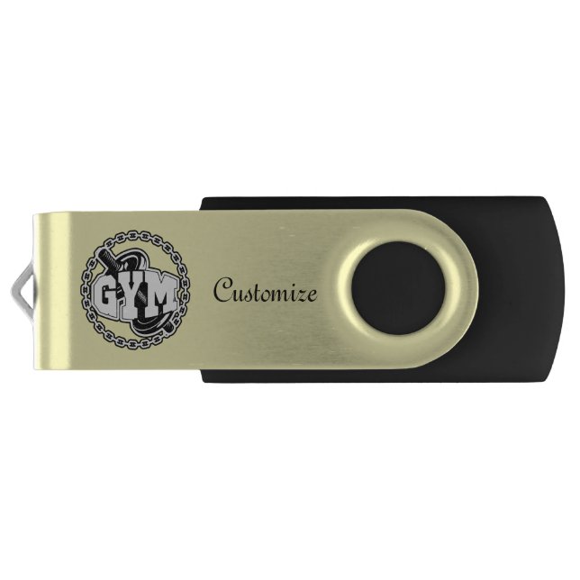 Gym Barbell Logo Thunder_Cove Flash Drive (Back)