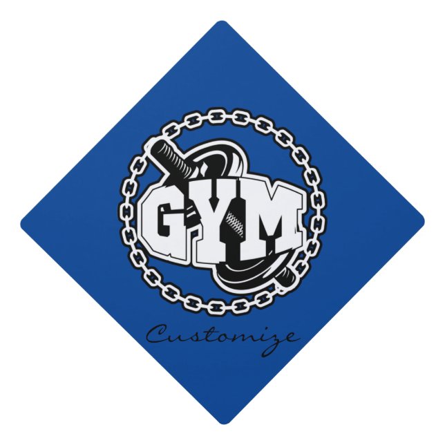 Gym Barbell Logo Thunder_Cove Graduation Cap Topper (Front)